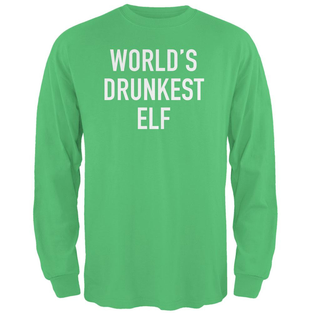 Christmas Worlds Drunkest Elf Irish Green Adult Long Sleeve T-Shirt Men's Long Sleeves Old Glory 2XL Green 