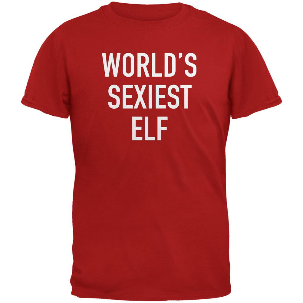 Christmas Worlds Sexiest Elf Red Adult T-Shirt Men's T-Shirts Old Glory 2XL Red 