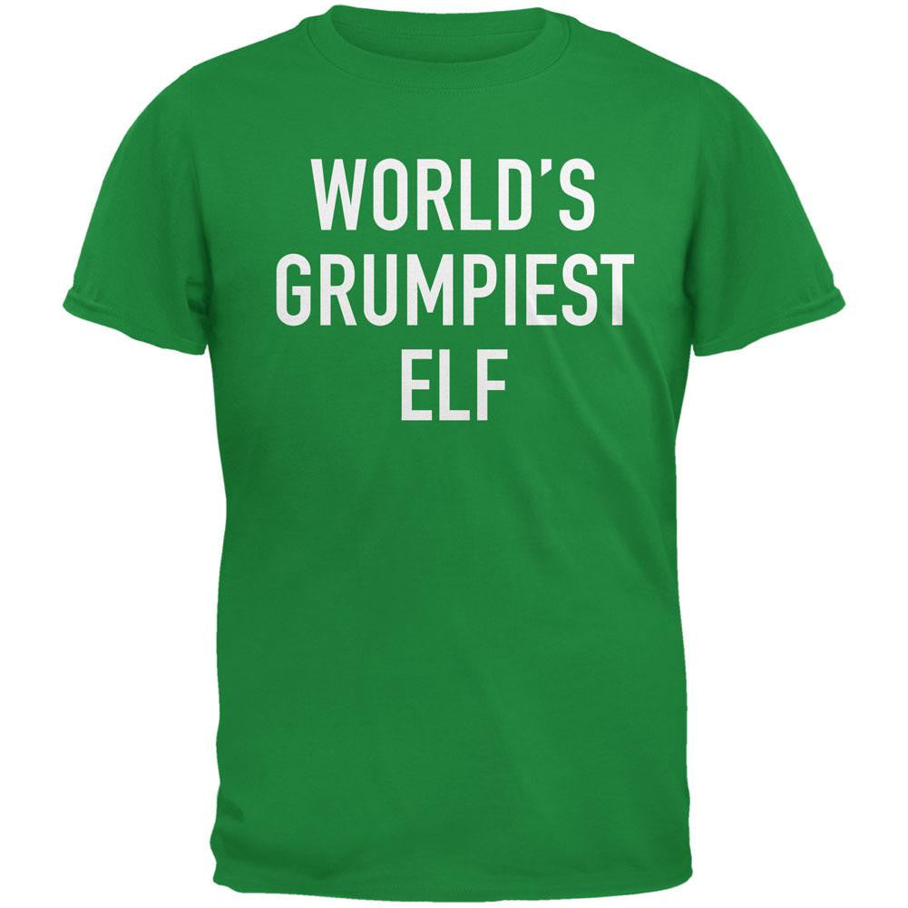 Christmas Worlds Grumpiest Elf Irish Green Adult T-Shirt Men's T-Shirts Old Glory 2XL Green 