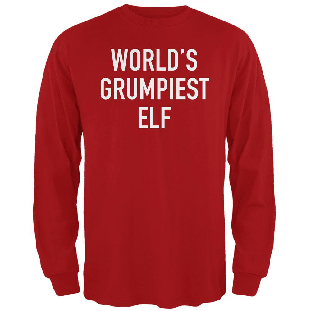 Christmas Worlds Grumpiest Elf Red Adult Long Sleeve T-Shirt Men's Long Sleeves Old Glory 2XL Red 