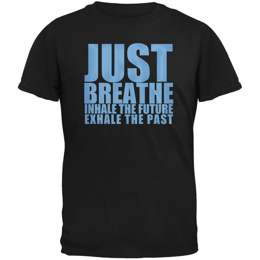 Just Breath Meditation Inspiration Black Adult T-Shirt Men's T-Shirts Old Glory 2XL Black 
