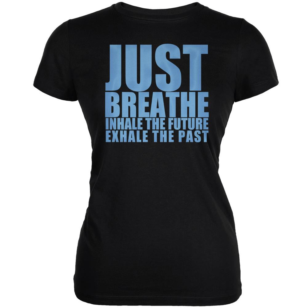Just Breath Meditation Inspiration Black Juniors Soft T-Shirt Juniors T-Shirts Old Glory 2XL Black 