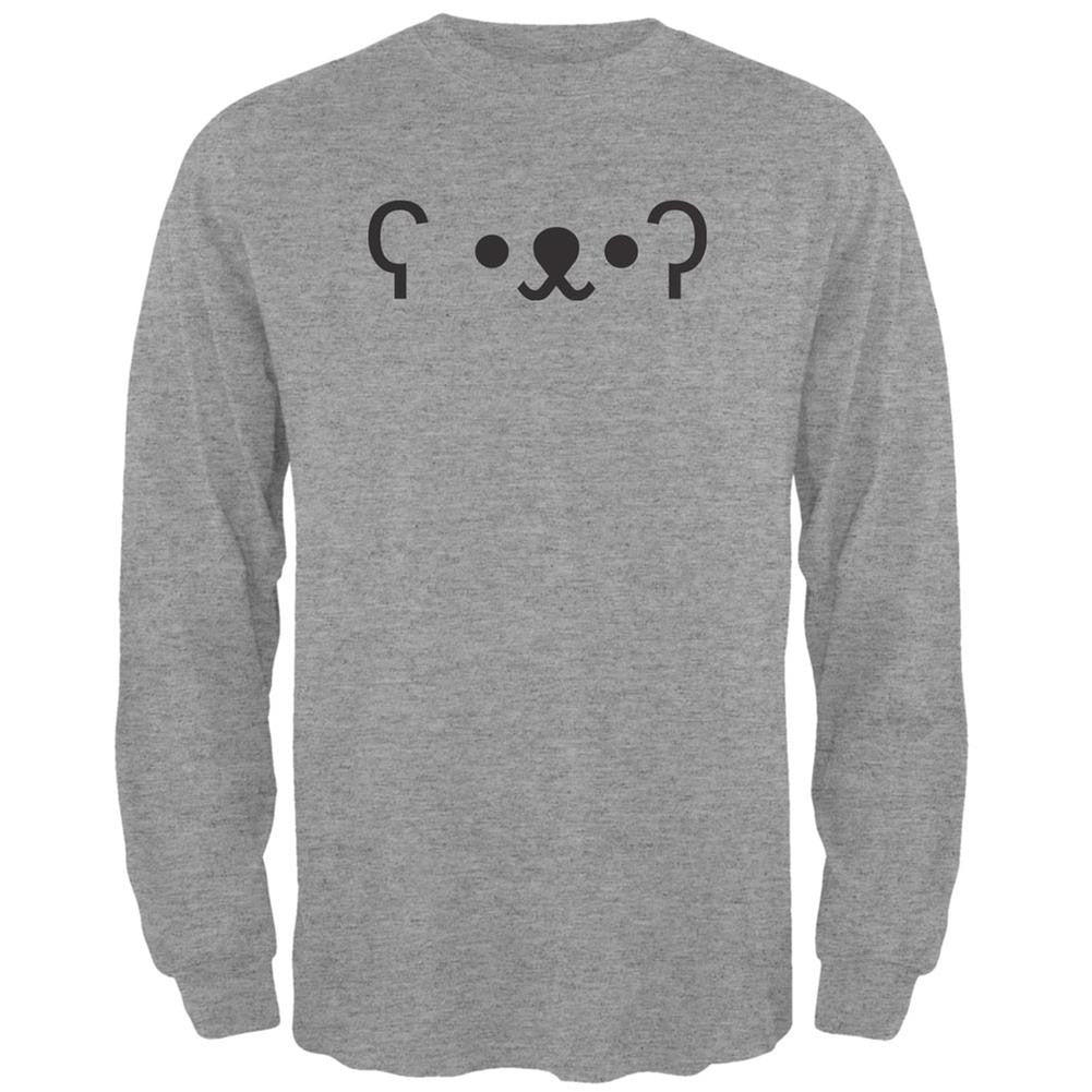 Funny Emojicon Bear Heather Grey Adult Long Sleeve T-Shirt Men's Long Sleeves Old Glory 2XL Grey 