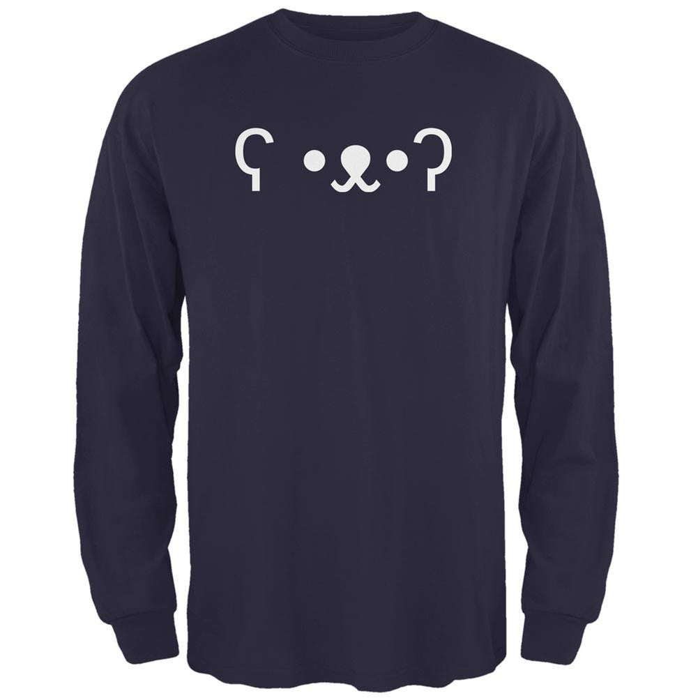 Funny Emojicon Bear Navy Adult Long Sleeve T-Shirt Men's Long Sleeves Old Glory 2XL Blue 