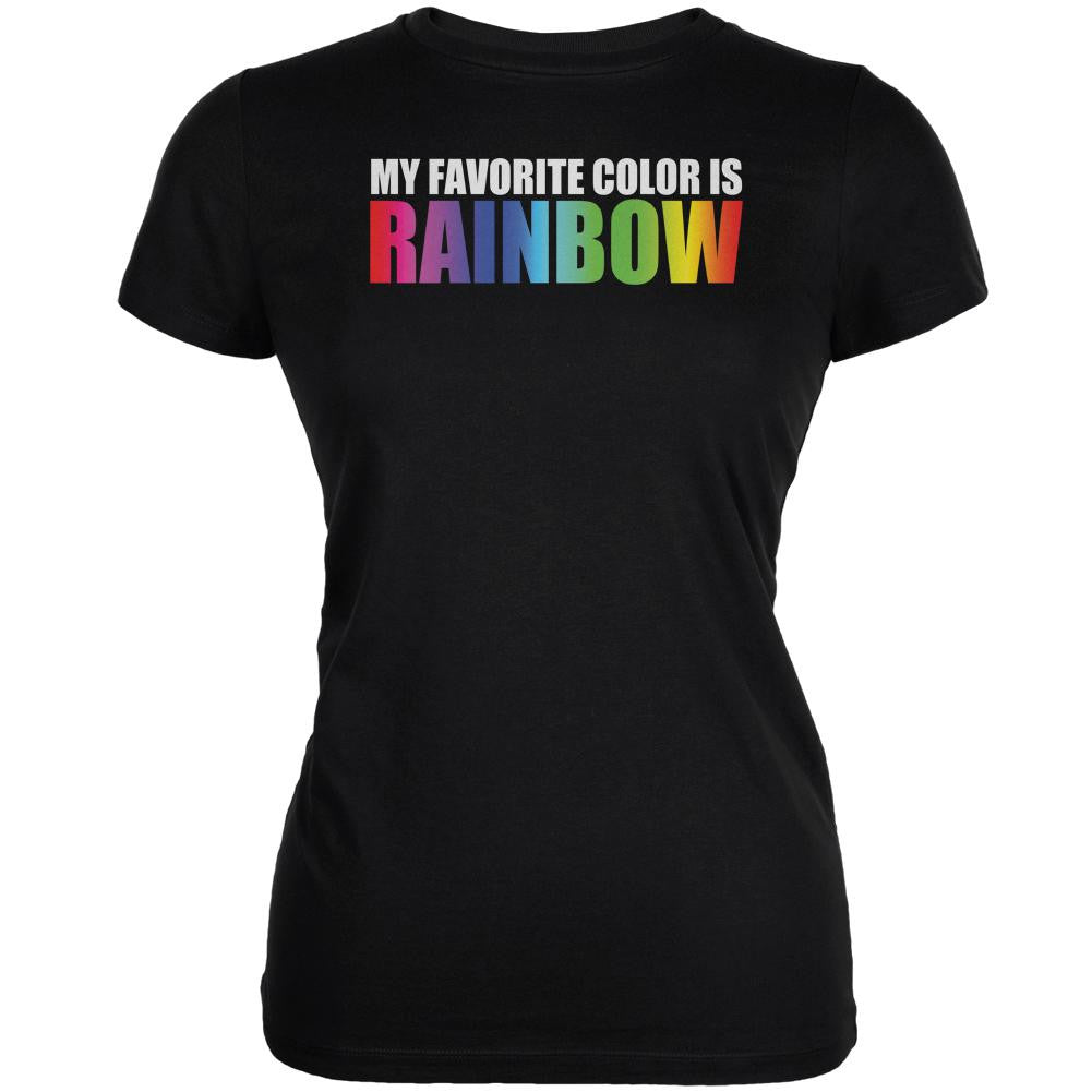 Rainbow Favorite Color LGBT Black Juniors Soft T-Shirt Juniors T-Shirts Old Glory 2XL Black 