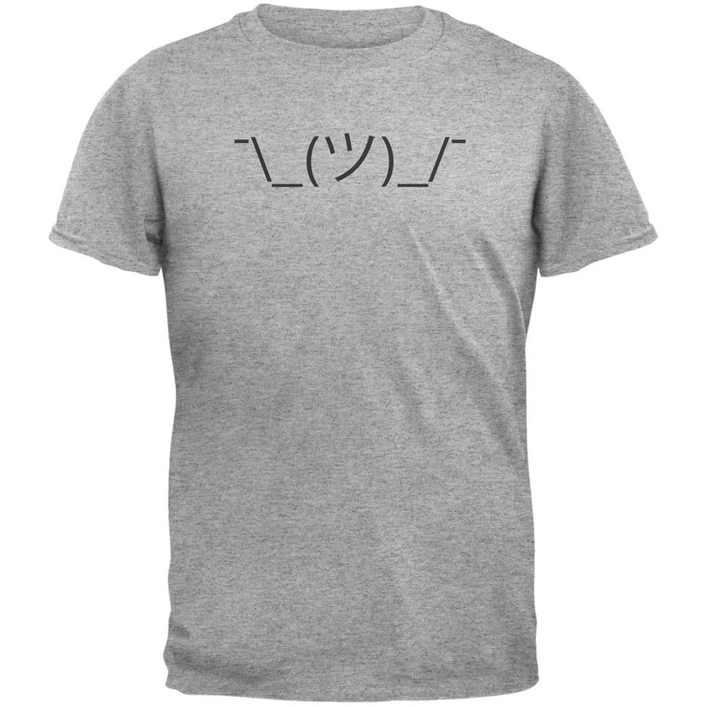 Funny Emojicon Shrug Heather Grey Adult T-Shirt Men's T-Shirts Old Glory 2XL Grey 