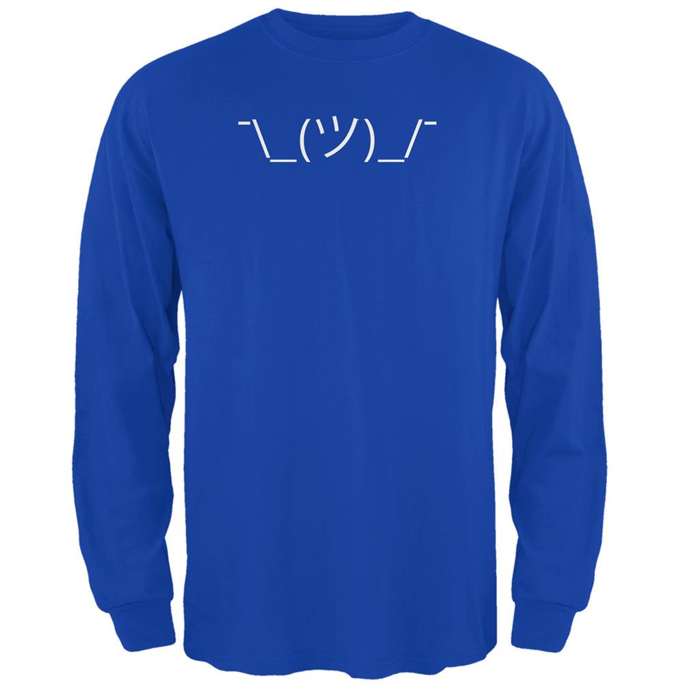 Funny Emojicon Shrug Royal Adult Long Sleeve T-Shirt Men's Long Sleeves Old Glory 2XL Blue 