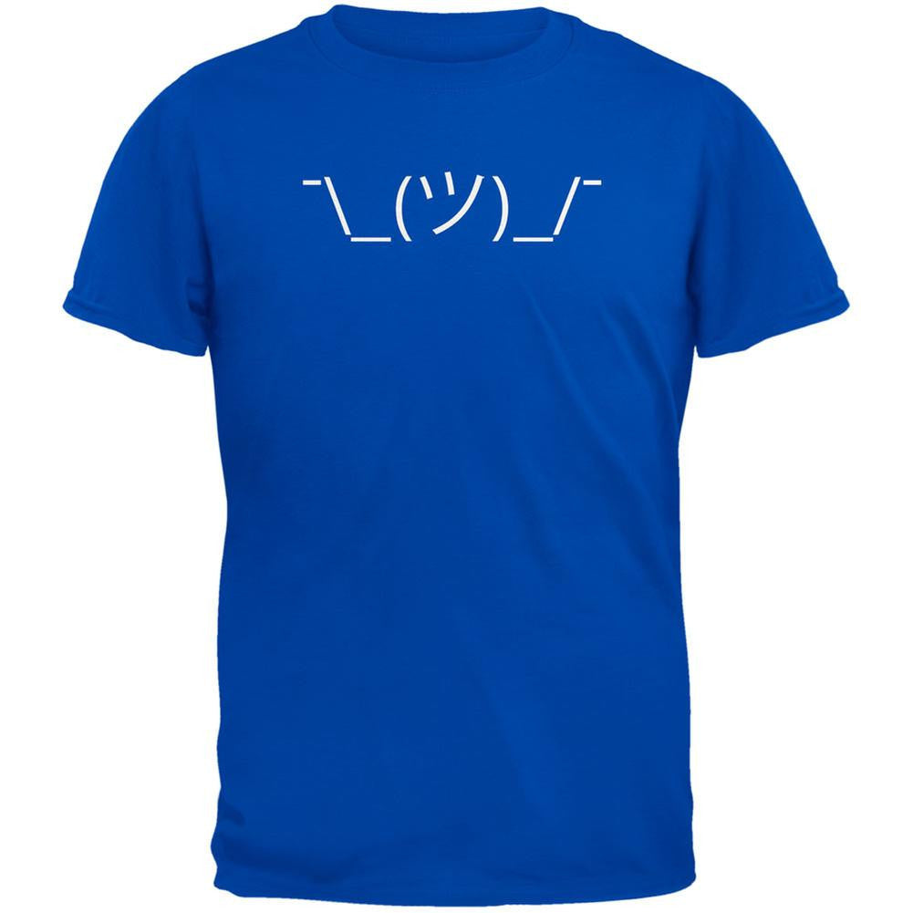 Funny Emojicon Shrug Royal Adult T-Shirt Men's T-Shirts Old Glory 2XL Blue 