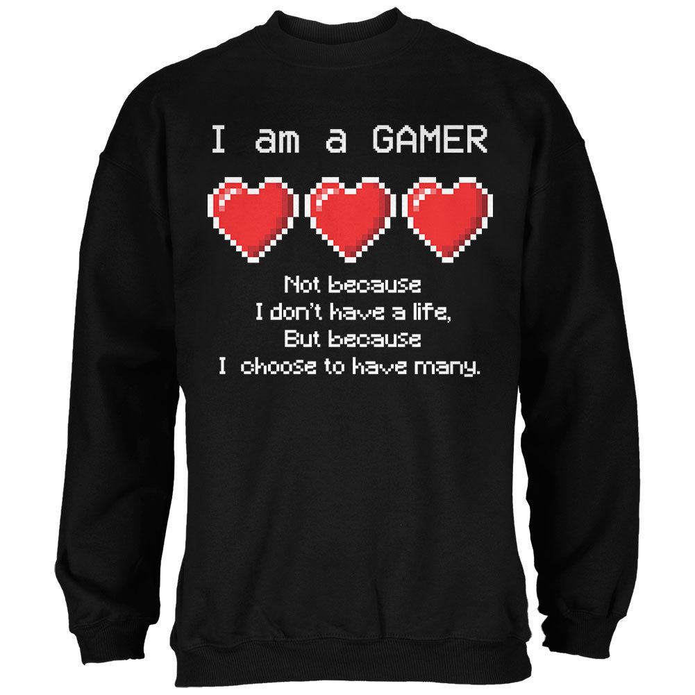 Eight Bit Three Lives Gamer Black Adult Sweatshirt Men's Sweatshirts global 2XL Black 