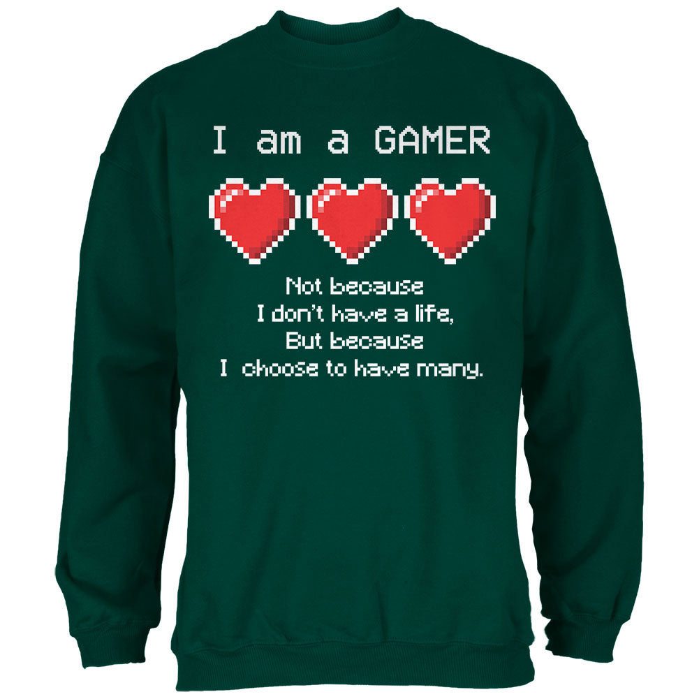 Eight Bit Three Lives Gamer Forest Adult Sweatshirt Men's Sweatshirts global 2XL Green 