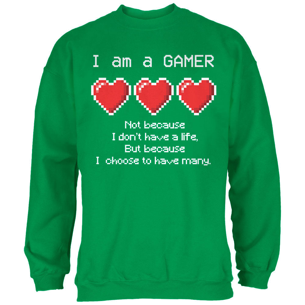 Eight Bit Three Lives Gamer Irish Green Adult Sweatshirt Men's Sweatshirts global 2XL Green 