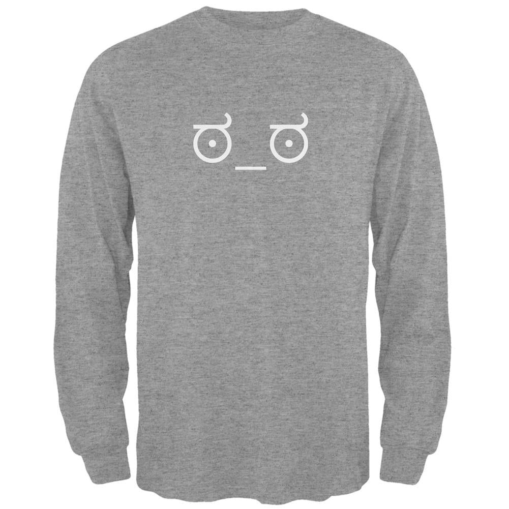 Look of Disapproval Emojicon Heather Grey Adult Long Sleeve T-Shirt Men's Long Sleeves Old Glory 2XL Grey 