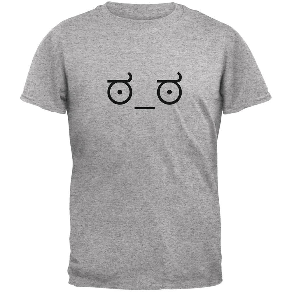 Look of Disapproval Emojicon Heather Grey Adult T-Shirt Men's T-Shirts Old Glory 2XL Grey 