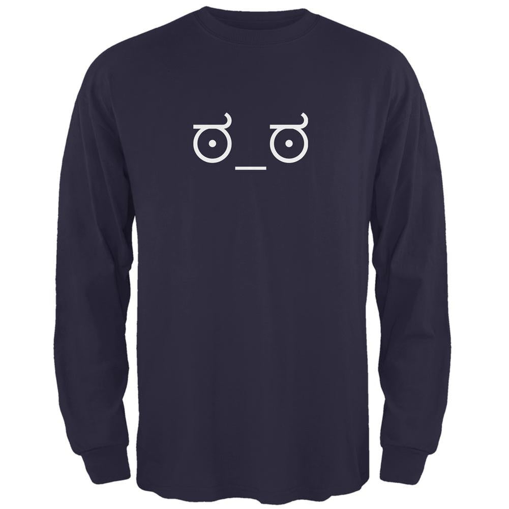 Look of Disapproval Emojicon Navy Adult Long Sleeve T-Shirt Men's Long Sleeves Old Glory 2XL Blue 