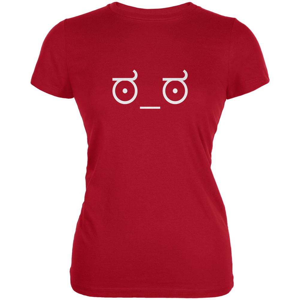 Look of Disapproval Emojicon Red Juniors Soft T-Shirt Juniors T-Shirts Old Glory 2XL Red 