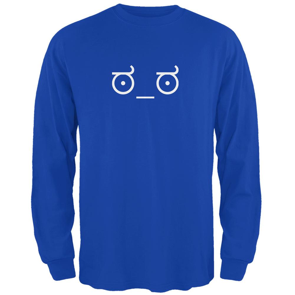 Look of Disapproval Emojicon Royal Adult Long Sleeve T-Shirt Men's Long Sleeves Old Glory 2XL Blue 