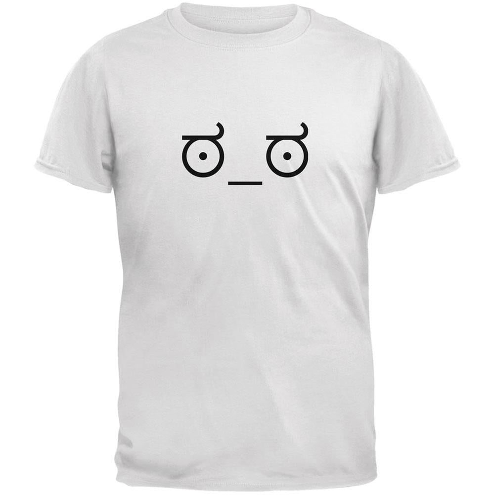 Look of Disapproval Emojicon White Adult T-Shirt Men's T-Shirts Old Glory 2XL White 