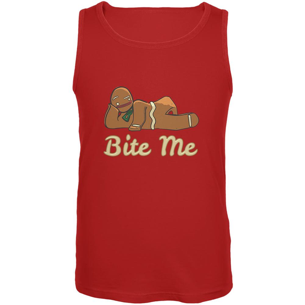 Gingerbread Man Bite Me Red Adult Tank Top Men's Tank Tops Old Glory 2XL Red 