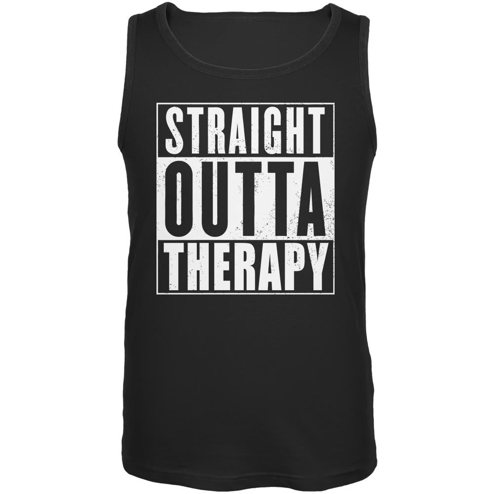 Straight Outta Therapy Black Adult Tank Top Men's Tank Tops Old Glory 2XL Black 