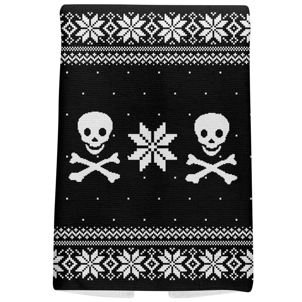 Skull & Crossbones Ugly Christmas Sweater All Over Hand Towel Hand Towel Old Glory OS Multicoloured 