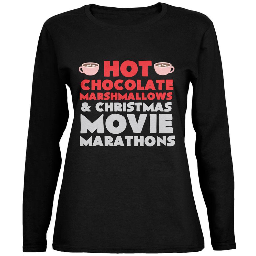 Christmas Hot Chocolate Black Womens Long Sleeve T-Shirt Women's Long Sleeves Old Glory 2XL Black 