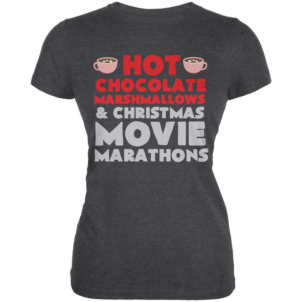 Christmas Hot Chocolate Dark Heather Juniors Soft T-Shirt Juniors T-Shirts Old Glory 2XL Grey 