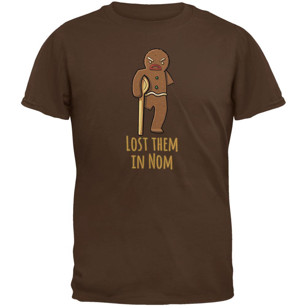 Gingerbread Man Lost Them In Nom Brown Adult T-Shirt Men's T-Shirts Old Glory 2XL Brown 