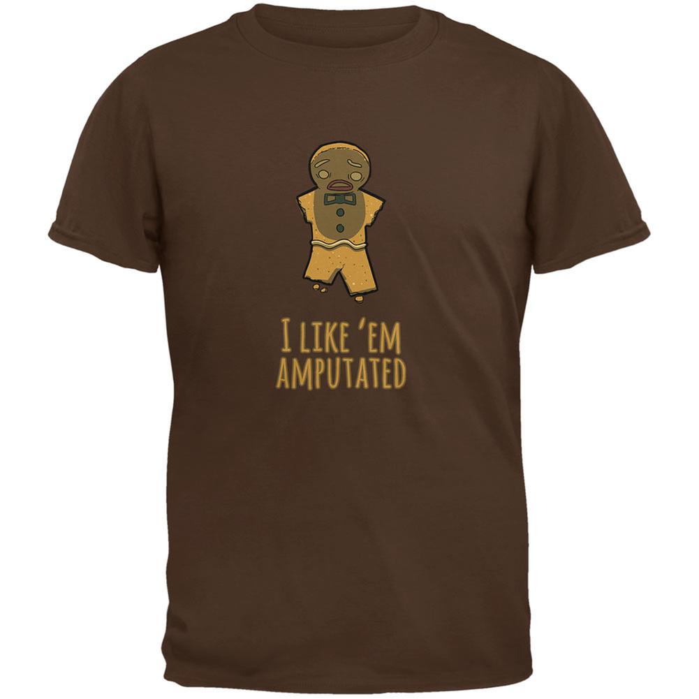 Gingerbread Man I Like Em Amputated Brown Adult T-Shirt Men's T-Shirts Old Glory 2XL Brown 