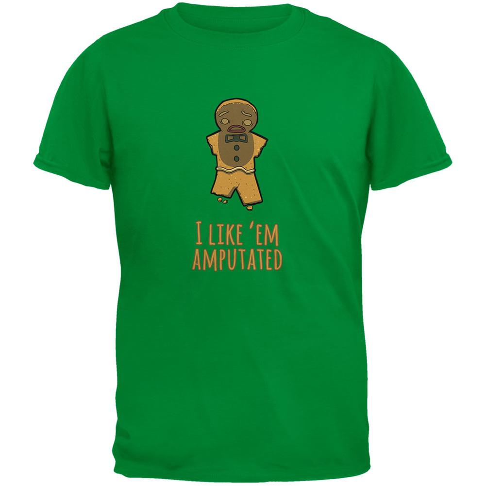 Gingerbread Man I Like Em Amputated Irish Green Adult T-Shirt Men's T-Shirts Old Glory 2XL Green 