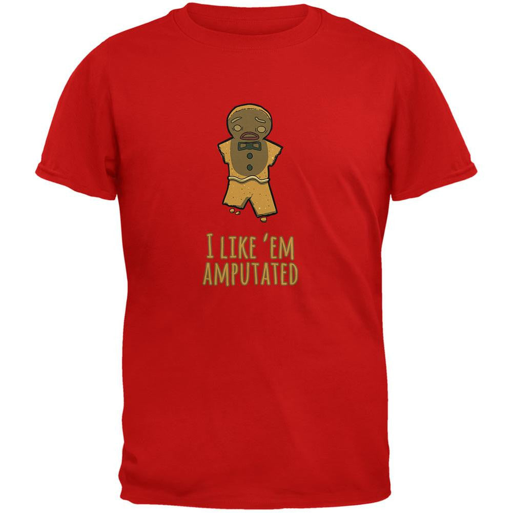 Gingerbread Man I Like Em Amputated Red Adult T-Shirt Men's T-Shirts Old Glory 2XL Red 