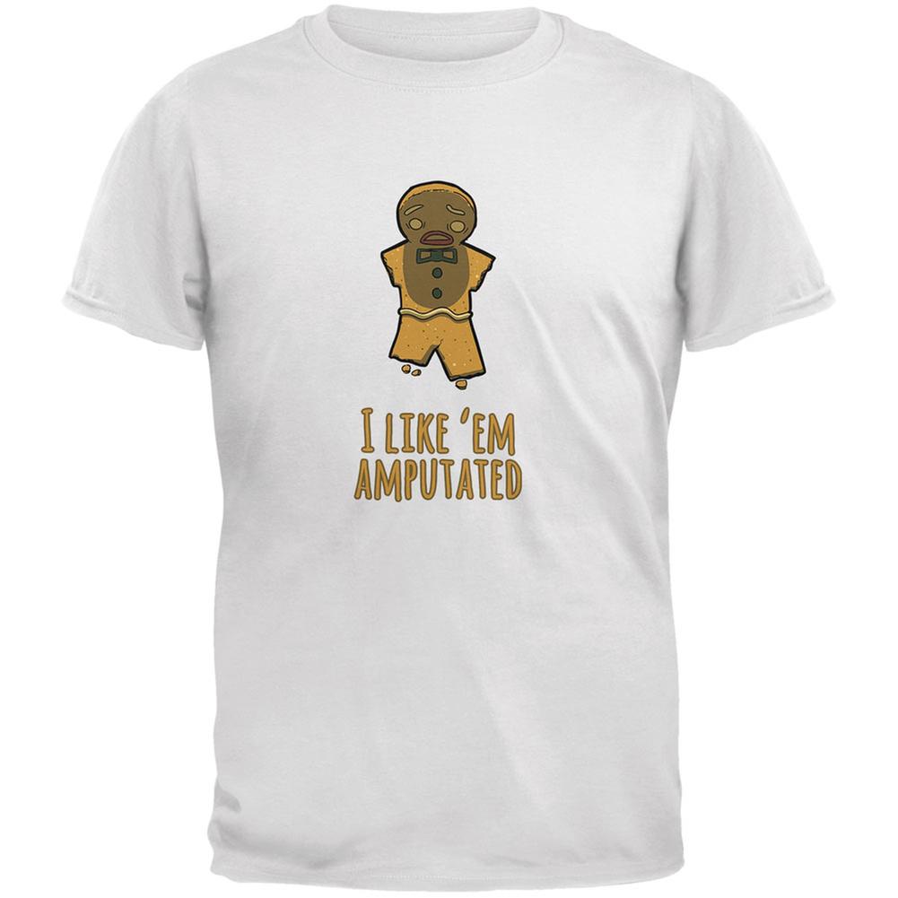 Gingerbread Man I Like Em Amputated White Adult T-Shirt Men's T-Shirts Old Glory 2XL White 