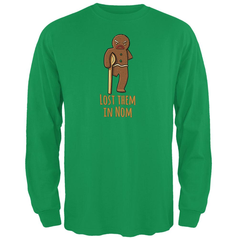 Gingerbread Man Lost Them In Nom Irish Green Adult Long Sleeve T-Shirt Men's Long Sleeves Old Glory 2XL Green 