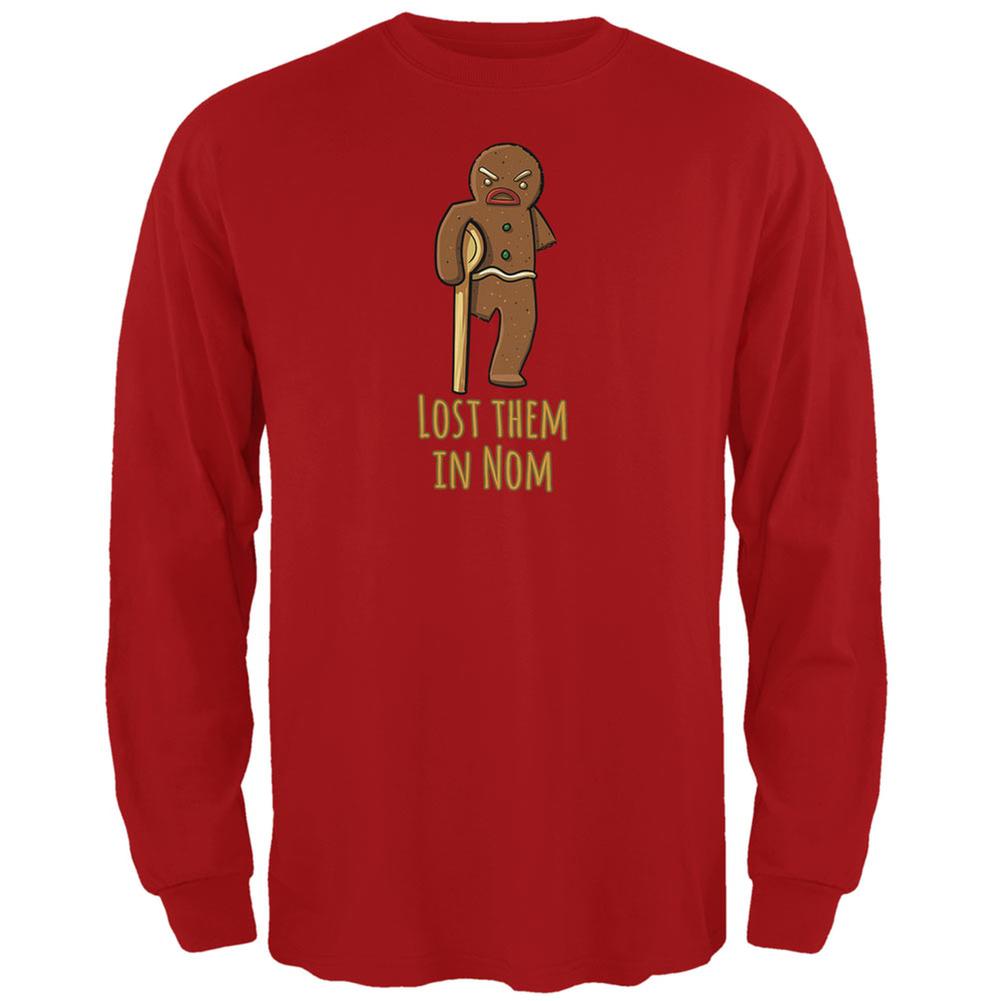 Gingerbread Man Lost Them In Nom Red Adult Long Sleeve T-Shirt Men's Long Sleeves Old Glory 2XL Red 