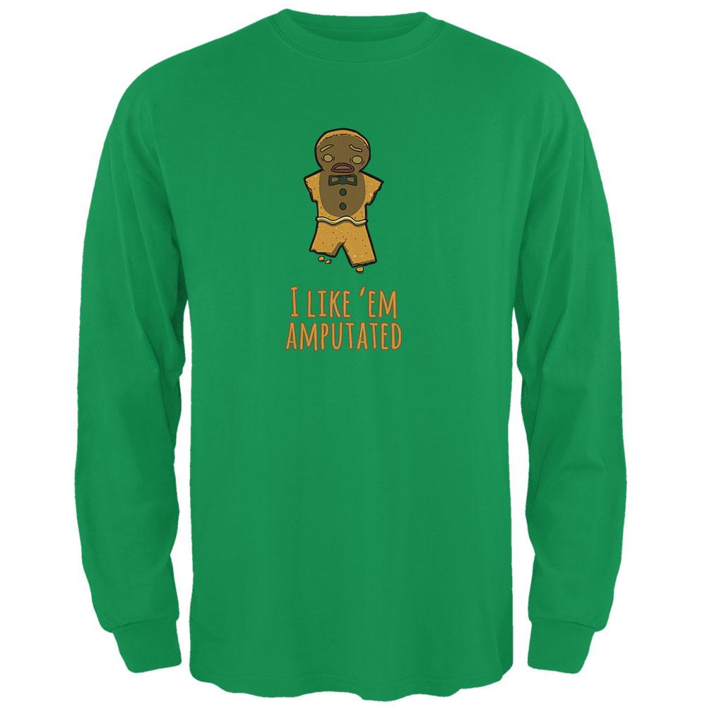Gingerbread Man I Like Em Amputated Irish Green Adult Long Sleeve T-Shirt Men's Long Sleeves Old Glory 2XL Green 