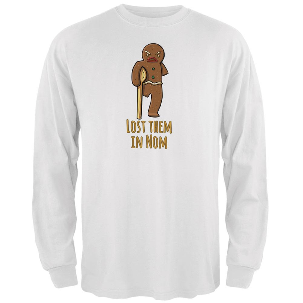 Gingerbread Man Lost Them In Nom White Adult Long Sleeve T-Shirt Men's Long Sleeves Old Glory 2XL White 