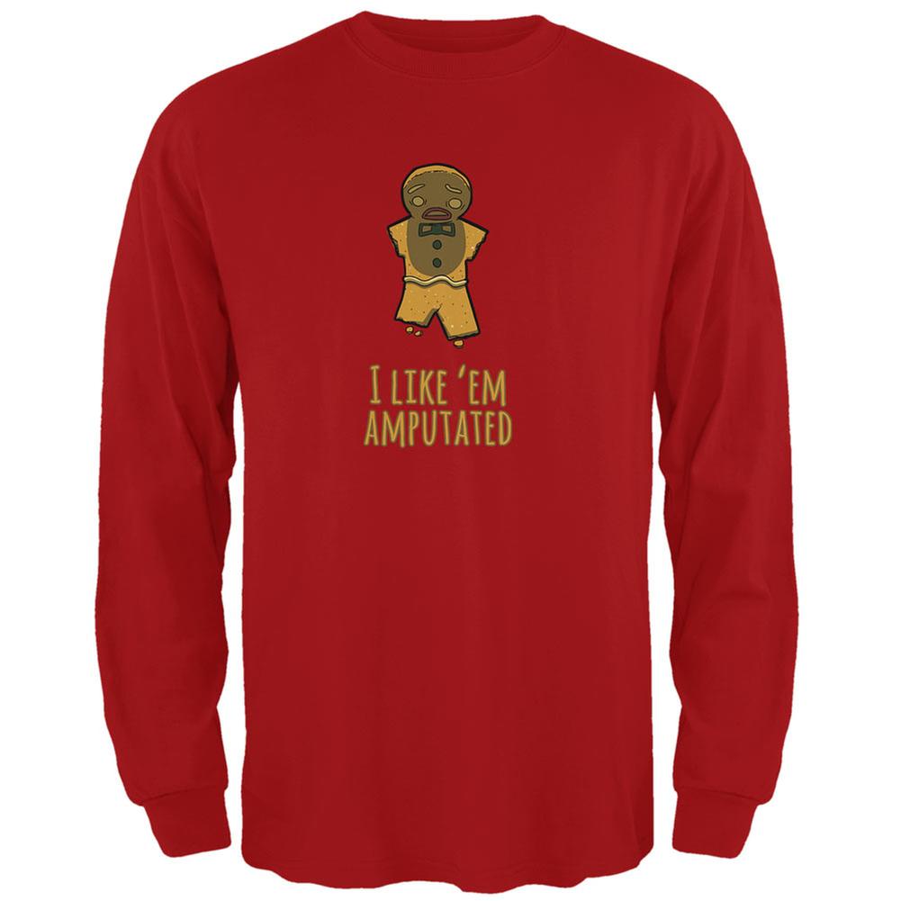 Gingerbread Man I Like Em Amputated Red Adult Long Sleeve T-Shirt Men's Long Sleeves Old Glory 2XL Red 