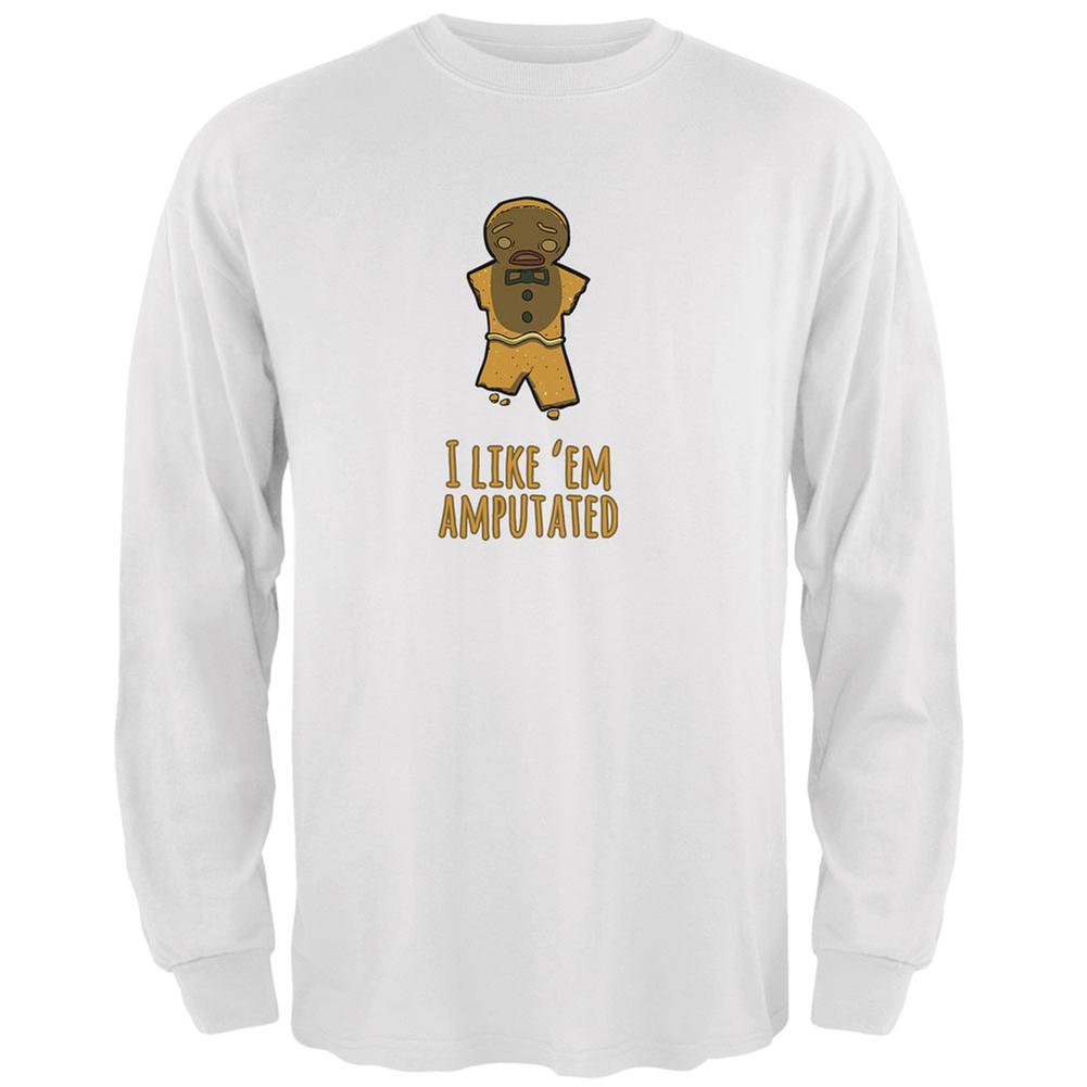 Gingerbread Man I Like Em Amputated White Adult Long Sleeve T-Shirt Men's Long Sleeves Old Glory 2XL White 