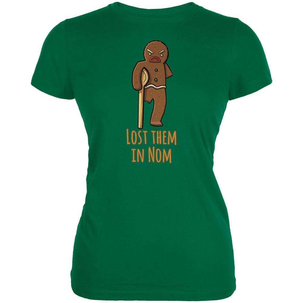 Gingerbread Man Lost Them In Nom Kelly Green Juniors Soft T-Shirt Juniors T-Shirts Old Glory 2XL Green 