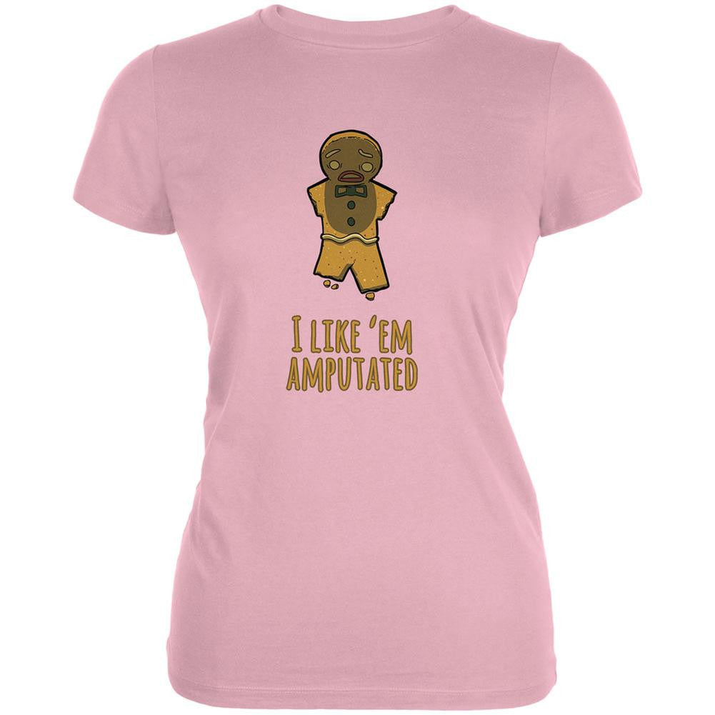 Gingerbread Man I Like Em Amputated Pink Juniors Soft T-Shirt Juniors T-Shirts Old Glory 2XL Pink 