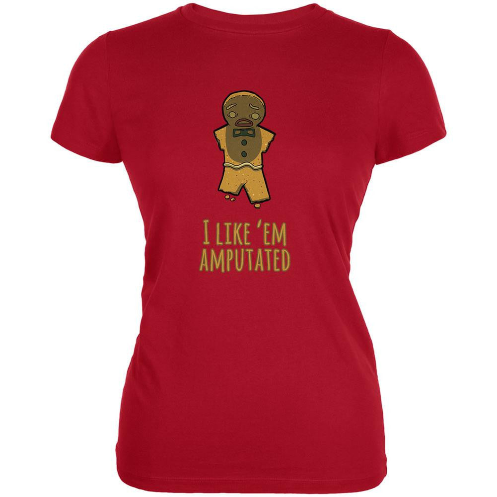 Gingerbread Man I Like Em Amputated Red Juniors Soft T-Shirt Juniors T-Shirts Old Glory 2XL Red 