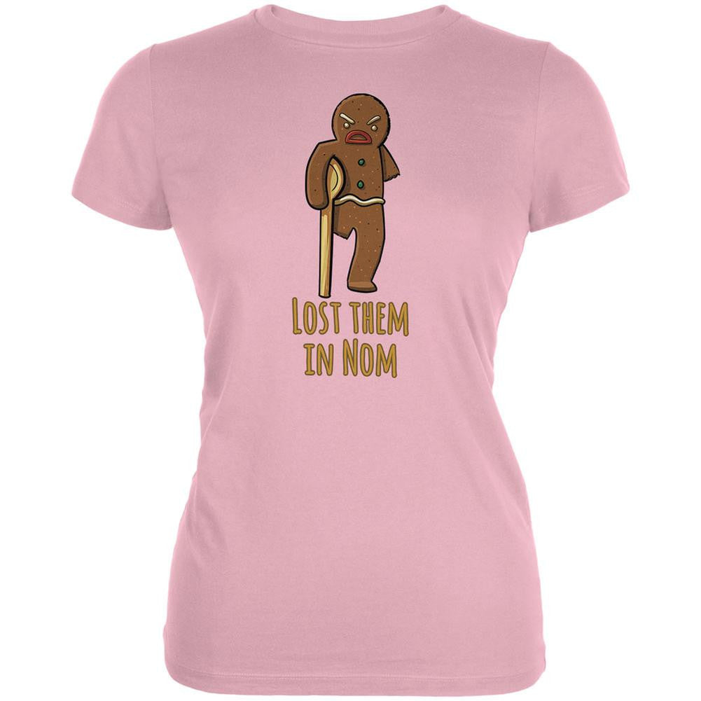 Gingerbread Man Lost Them In Nom Pink Juniors Soft T-Shirt Juniors T-Shirts Old Glory 2XL Pink 