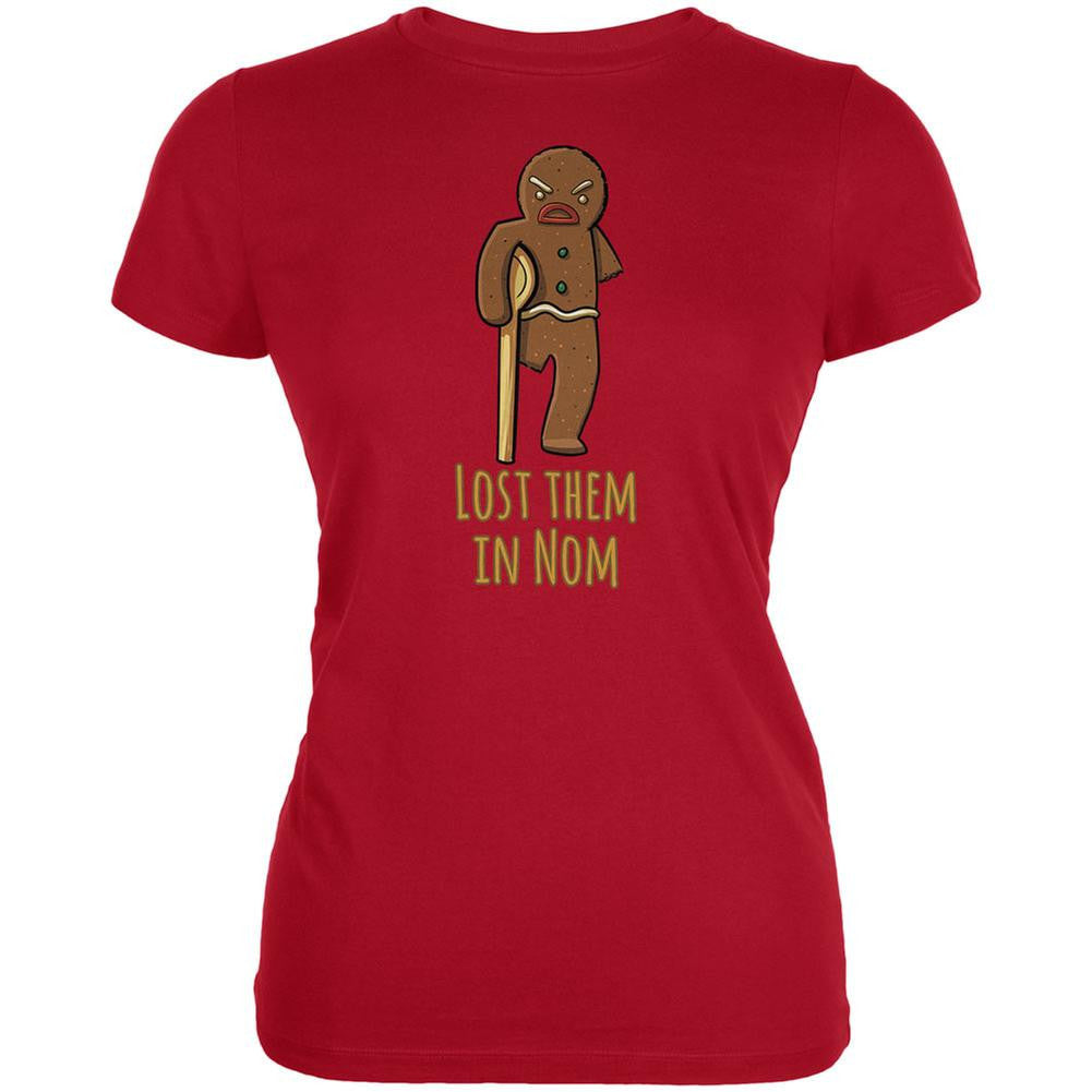 Gingerbread Man Lost Them In Nom Red Juniors Soft T-Shirt Juniors T-Shirts Old Glory 2XL Red 