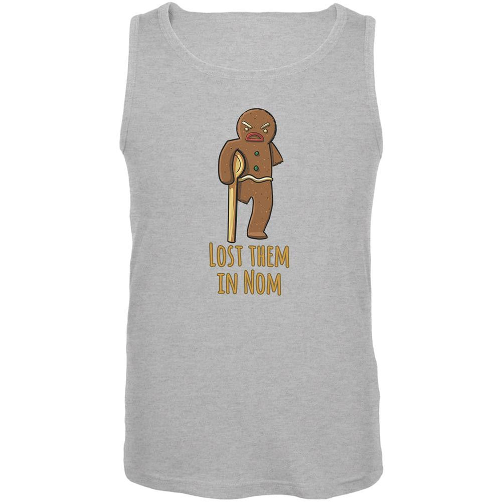 Gingerbread Man Lost Them In Nom Heather Grey Adult Tank Top Men's Tank Tops Old Glory 2XL Grey 