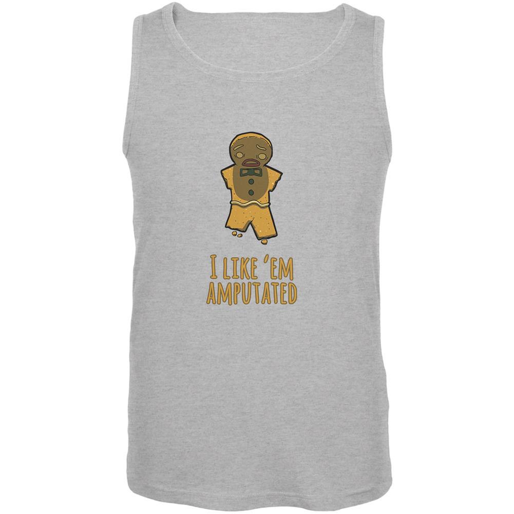 Gingerbread Man I Like Em Amputated Heather Grey Adult Tank Top Men's Tank Tops Old Glory 2XL Grey 