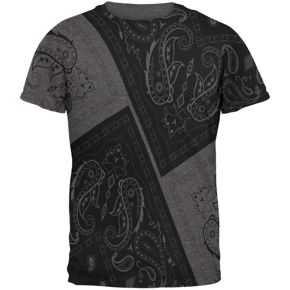 Bandana Paisley All Over Dark Heather Adult T-Shirt Men's T-Shirts Old Glory 2XL Grey 