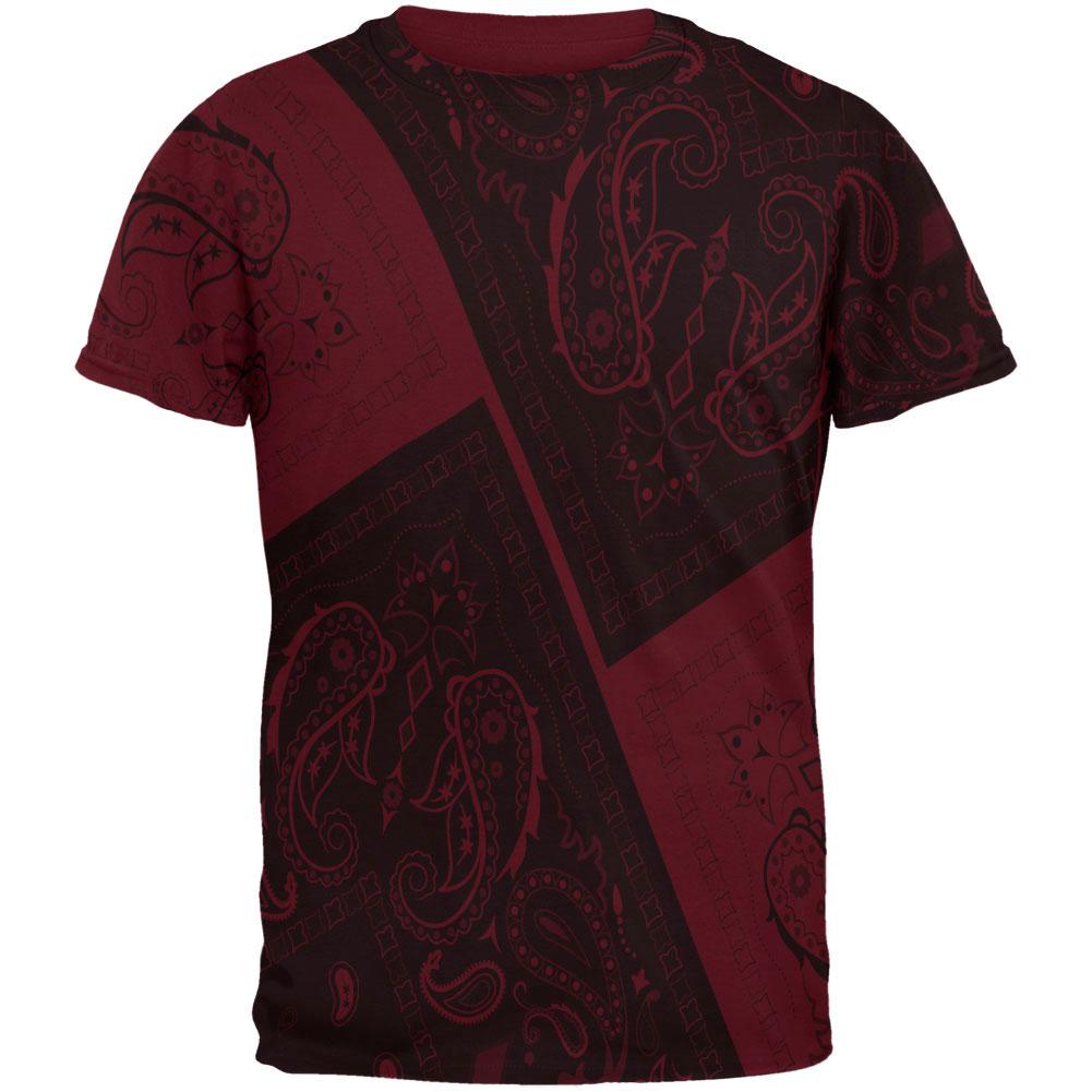 Bandana Paisley All Over Maroon Adult T-Shirt Men's T-Shirts Old Glory 2XL Red 