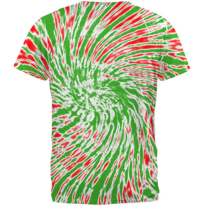 Christmas Tie Dye Red Green All Over Adult T-Shirt Men's T-Shirts Old Glory   