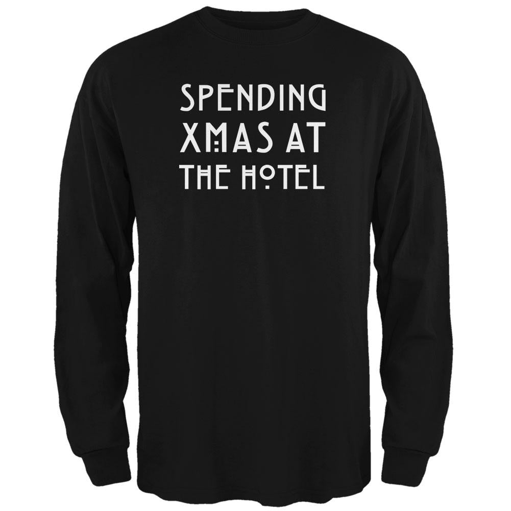 Spending Xmas Hotel Black Adult Long Sleeve T-Shirt Men's Long Sleeves Old Glory 2XL Black 