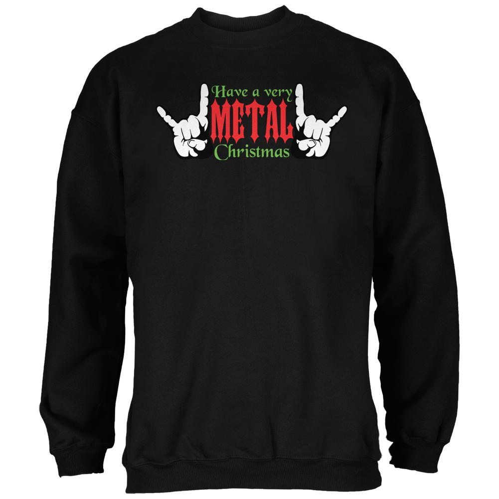 Christmas Heavy Metal Horns Black Adult Sweatshirt Men's Sweatshirts Old Glory 2XL Black 