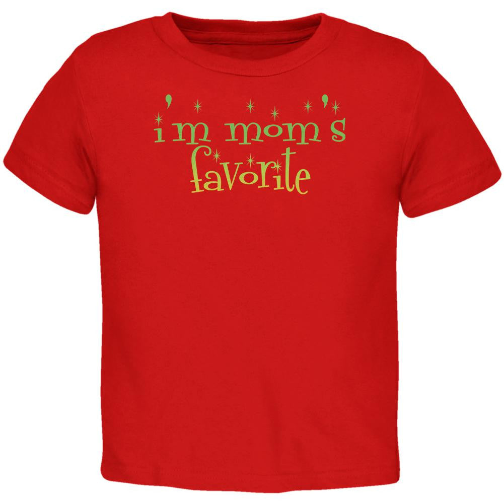 Christmas I'm Mom's Favorite Red Toddler T-Shirt Toddler T-Shirts Old Glory 2T Red 